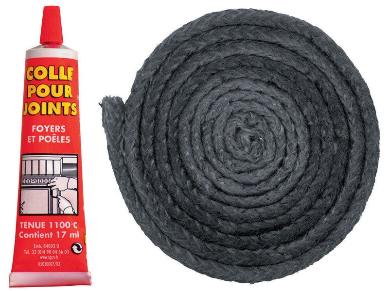 16 mm corde de scellage de cheminée, noir, pour poêle à bois, Joint de porte de poêle à haute température