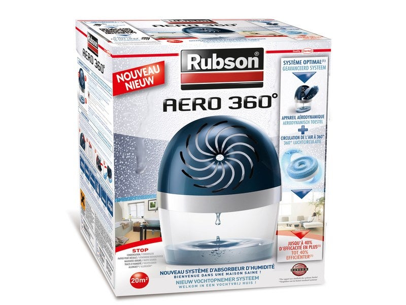 Rubson AERO 360° Absorbeur d'humidité pour pièces de 20 m², déshumidificateur  d'air anti