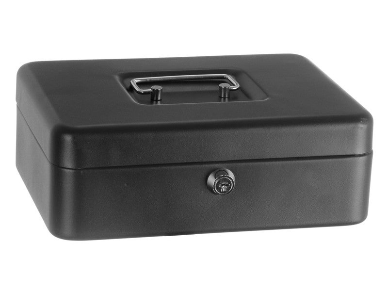 Petite caisse à monnaie avec serrure à clé, boîte de sécurité portable  double couche en métal (blanc)