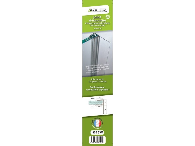 Joint silicone à lèvre souple pour joint d’étanchéité de douche, 1500 x  14,5 mm