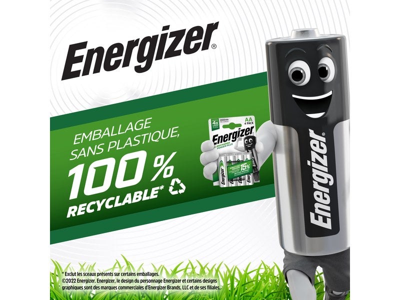 Pile rechargeable Energizer AAA / HR3 Power Plus - Lot de 4 - JPG