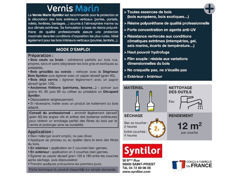 Vernis marin - Incolore - Tous bois - 500 ml - AVEL Articles-Quincaillerie