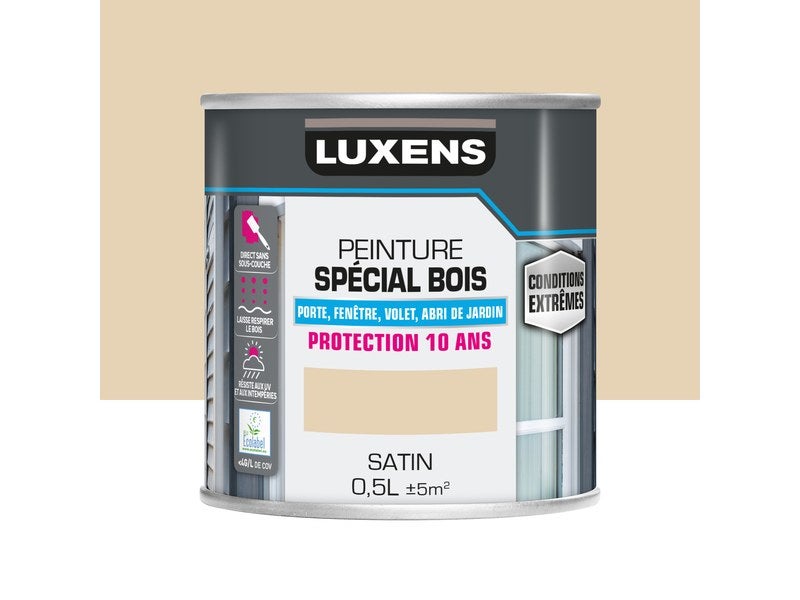 Peinture Extérieure Bois 10 ans Ivoire Satin 0,5L - INVENTIV