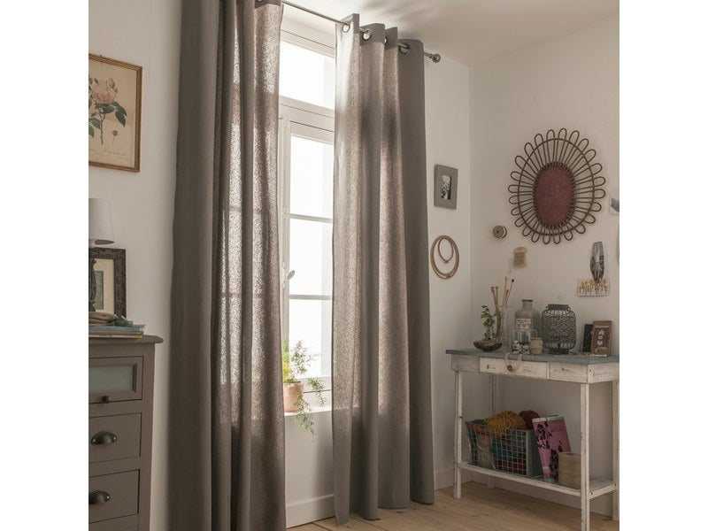 Rideau tamisant, Pharell, coton gris clair l.140 x H.280 cm INSPIRE