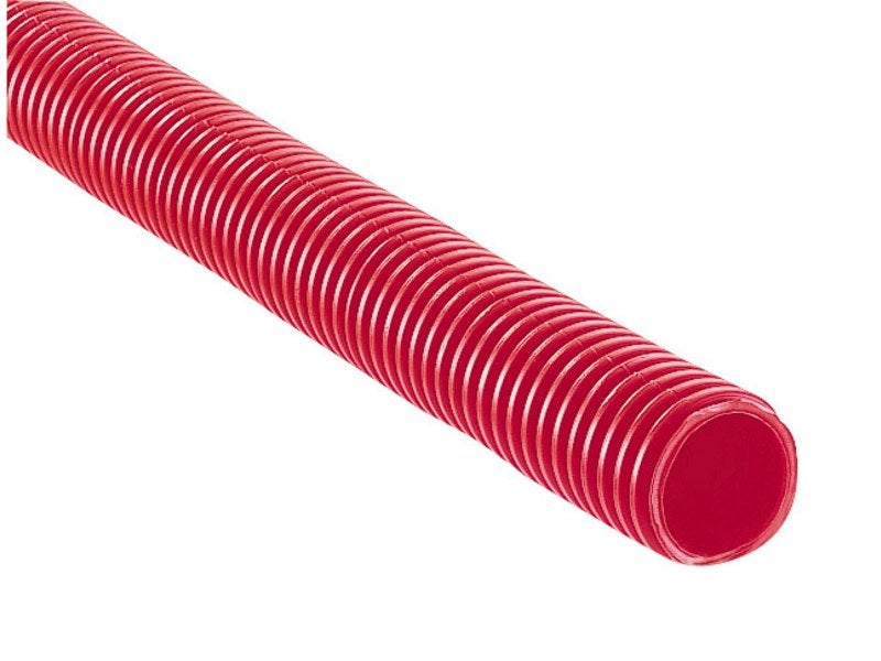 Gaine TPC annelée rouge double paroi, annelée extérieur, intérieur lisse.  Couronne - ø 40mm - longueur 25m