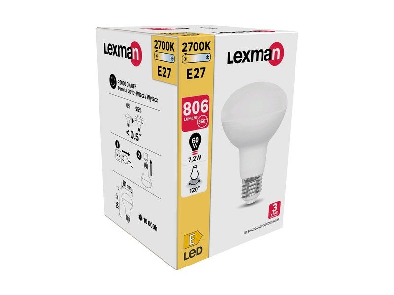 Ampoule led blanc réflecteur E27 60 W, LEXMAN