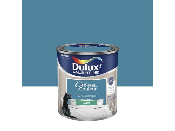 Peinture mur bleu canard satin DULUX VALENTINE Si simple ! 0.5l