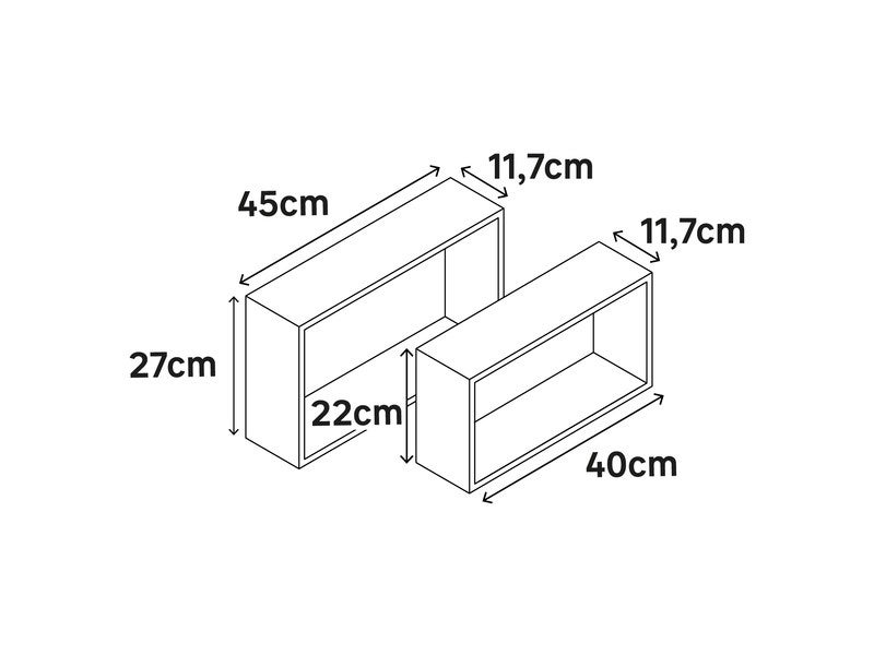 Lot de 3 étagère cube blanc mat, L.30 x H.10 x P.10 cm, Ep.12 mm