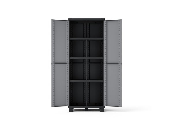 Armoire en résine 2 portes 3 étagères ajustables PVC résistant UV gel L63 x  P39 x