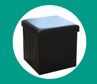 POUF ET COFFRE DE RANGEMENT PLIABLE NOIR